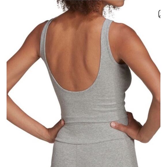 Adidas Originals Rib Crop Tank Top Athletic Sports Workout Layering Shirt Sz XS - Picture 2 of 9